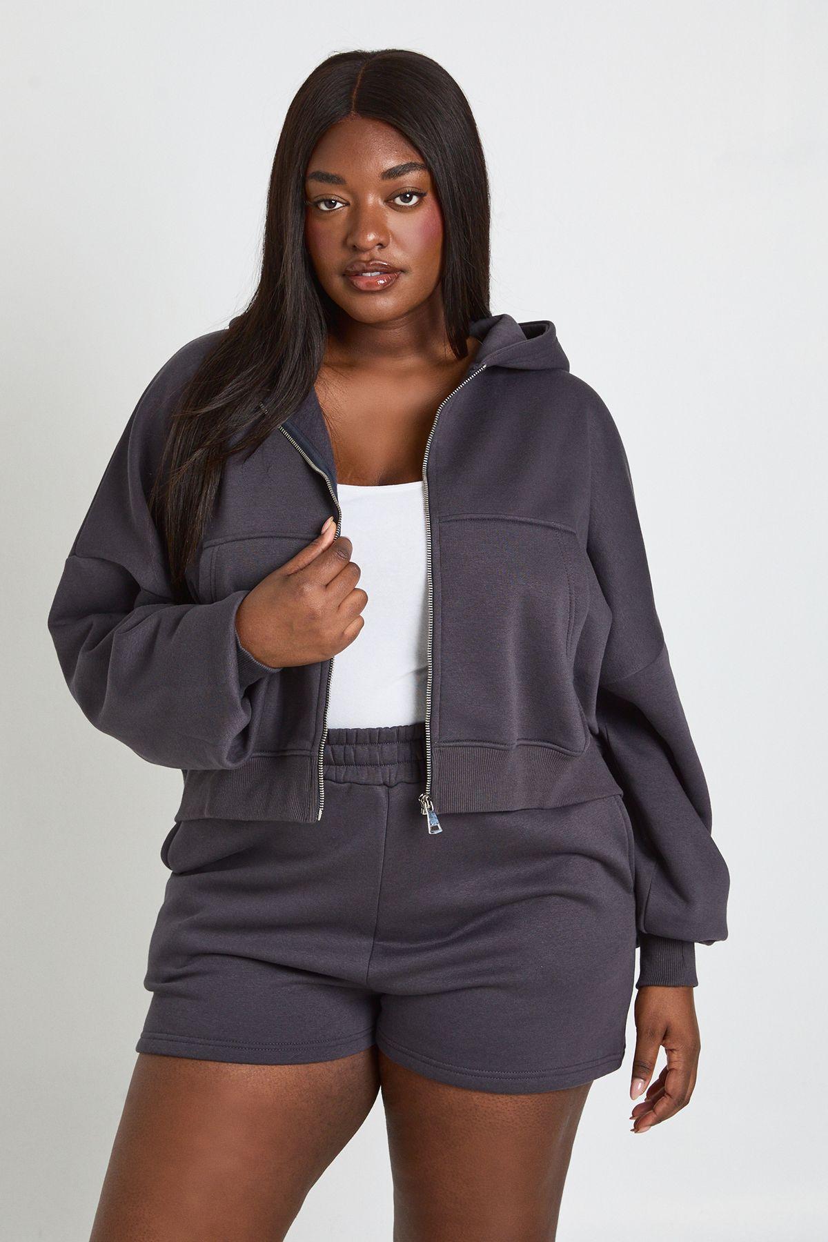 Plus Balloon Sleeve Zip Up Hoodie by BOOHOO