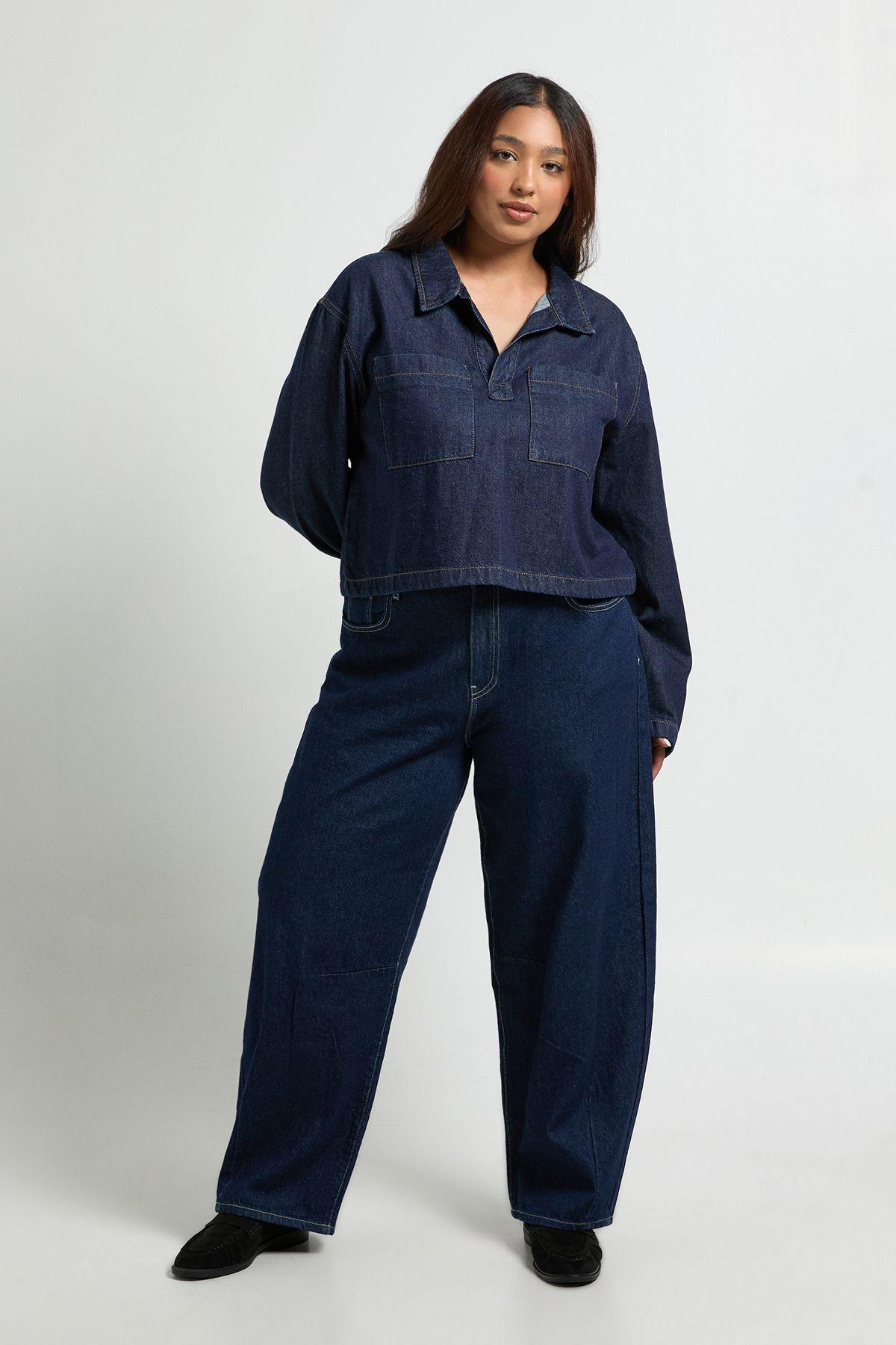 Plus Barrel Fit Jean by BOOHOO