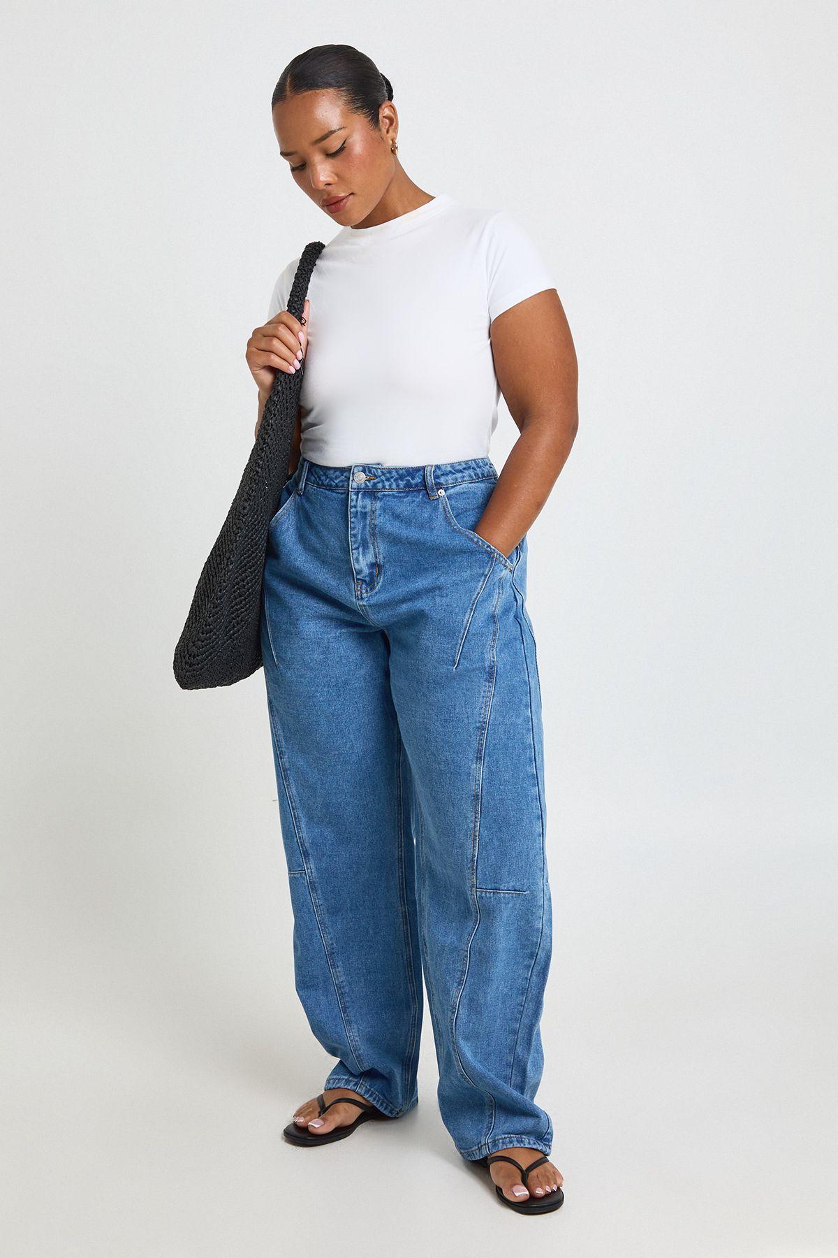 Plus Barrel Seam Detail Jean by BOOHOO