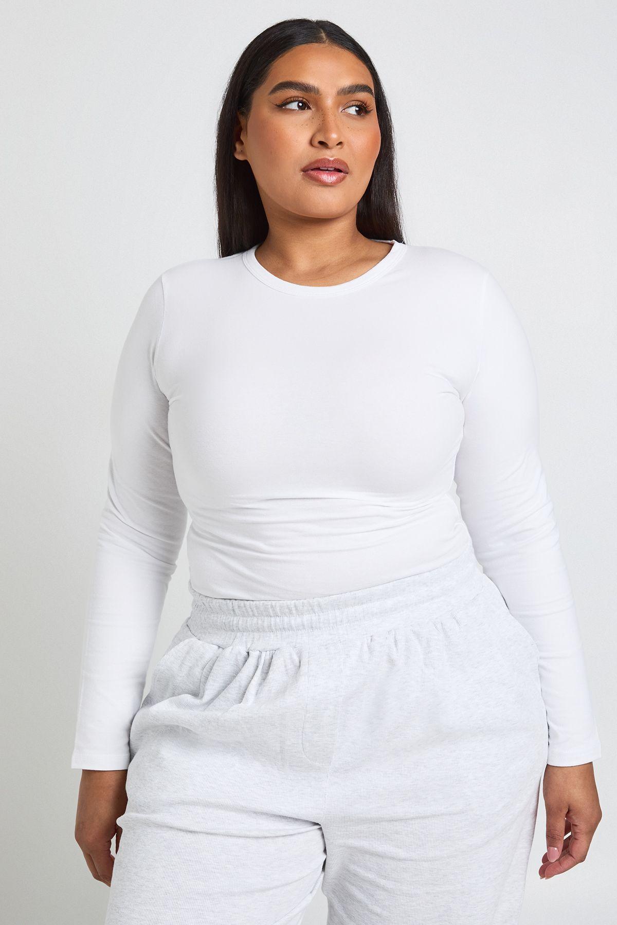 Plus Basic Long Sleeve Fitted Top by BOOHOO