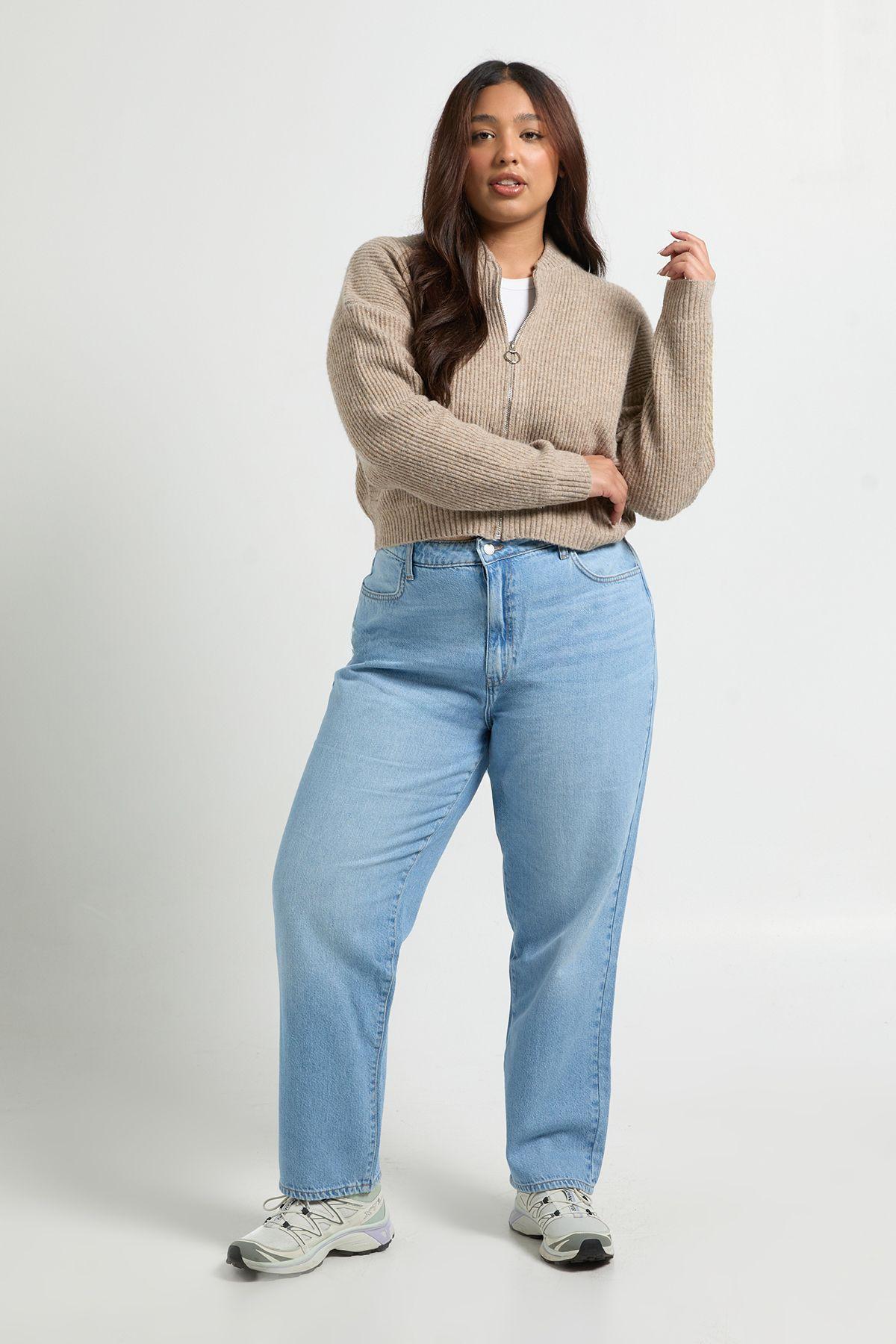 Plus Basics High Waist Mom Jean by BOOHOO