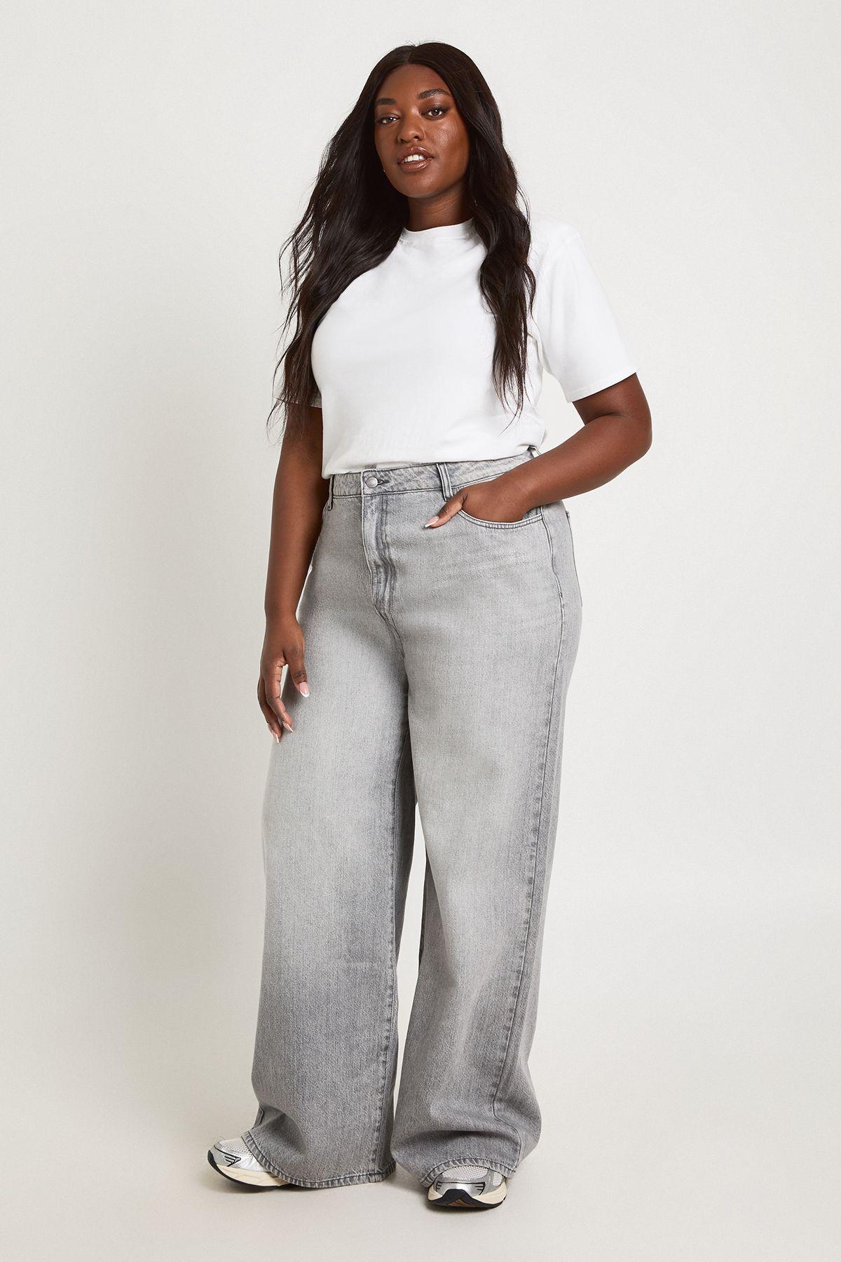 Plus Basics High Waist Wide Leg Jean by BOOHOO