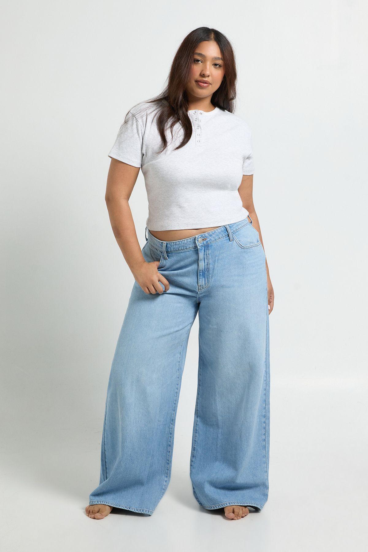 Plus Basics Mid Waist Boyfriend Jean by BOOHOO