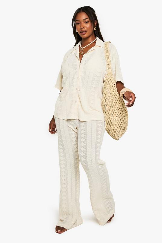 Plus Beach Mix and Match Textured Patterned Knitted Trouser by BOOHOO