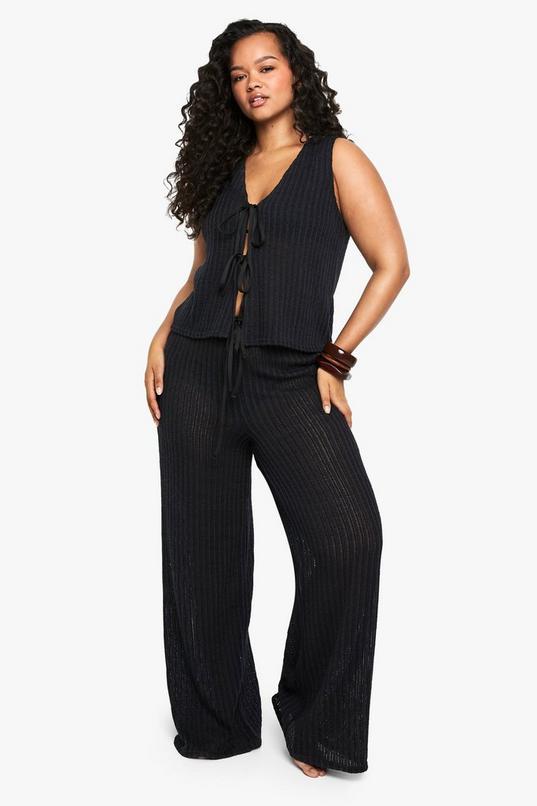 Plus Beach Wide Leg Beach Trousers by BOOHOO