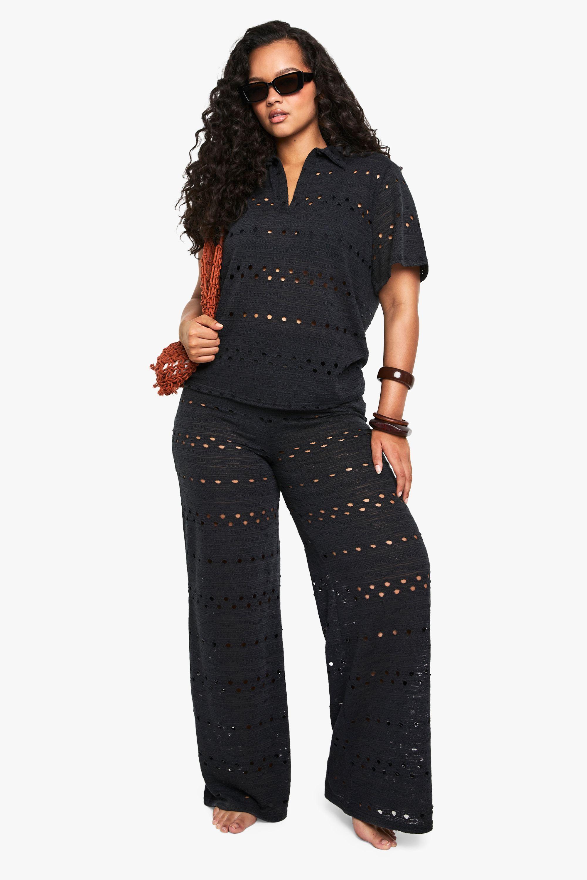 Plus Beach Wide Leg Beach Trousers by BOOHOO