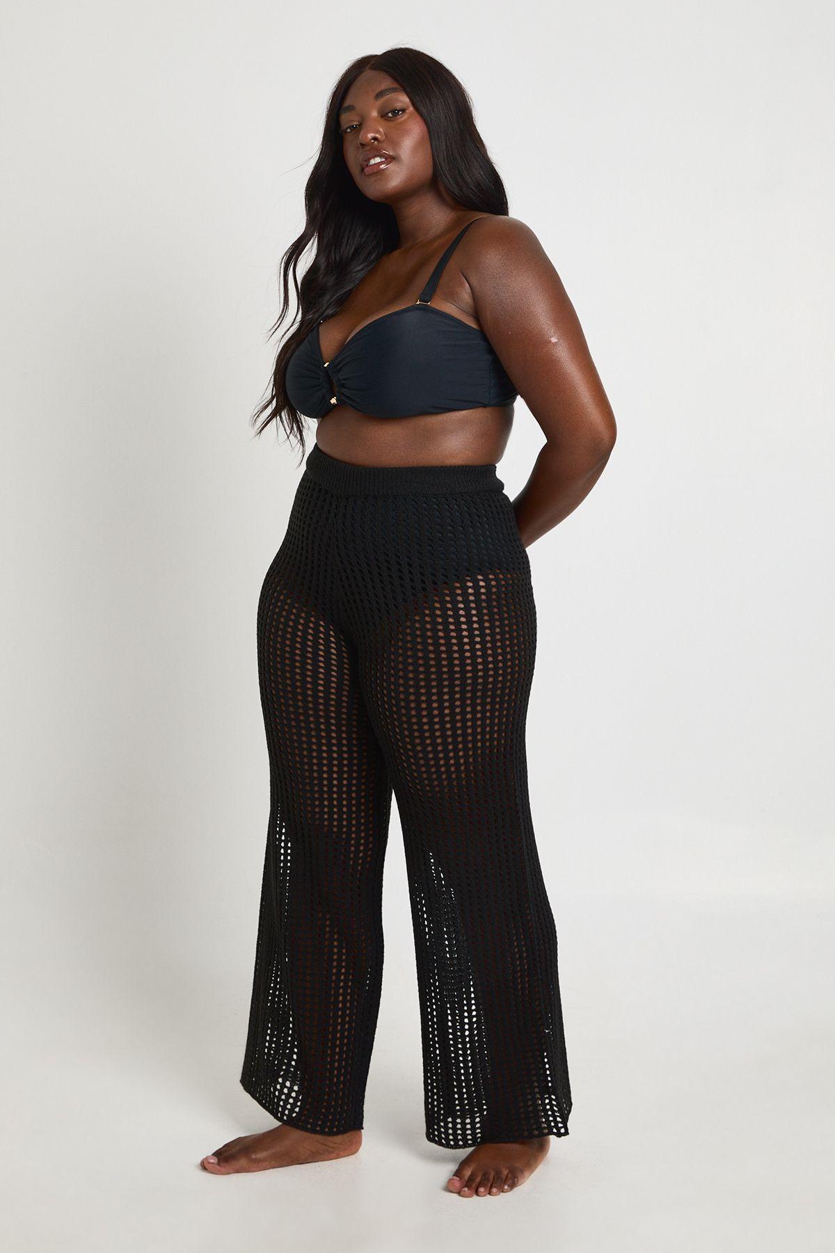 Plus Beach Wide Leg Crochet Trouser by BOOHOO