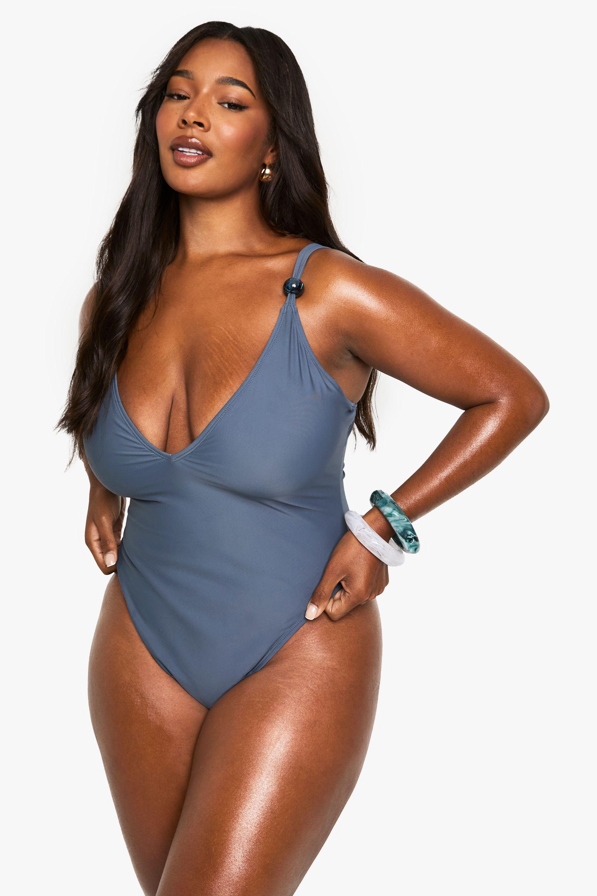 Plus Bead Trim Swimsuit by BOOHOO