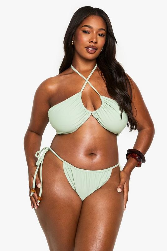 Plus Beaded Bandeau Bikini by BOOHOO