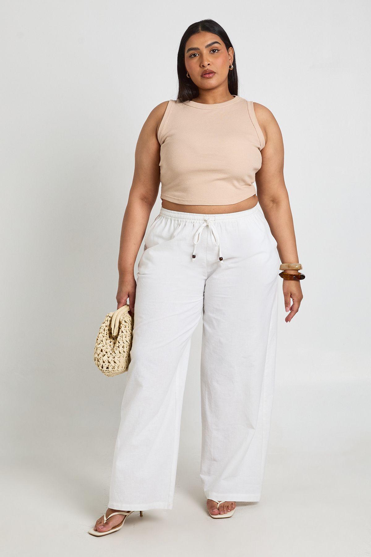 Plus Beaded Detail Tie Wide Leg Trouser by BOOHOO