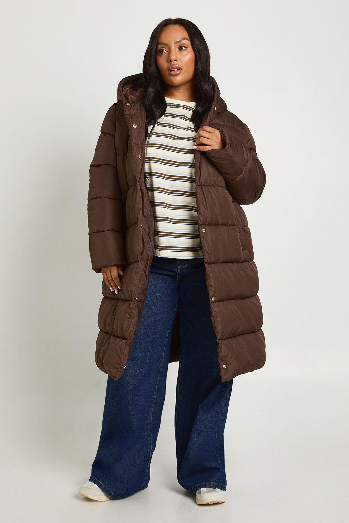 Plus Belted Longline Puffer Jacket by BOOHOO