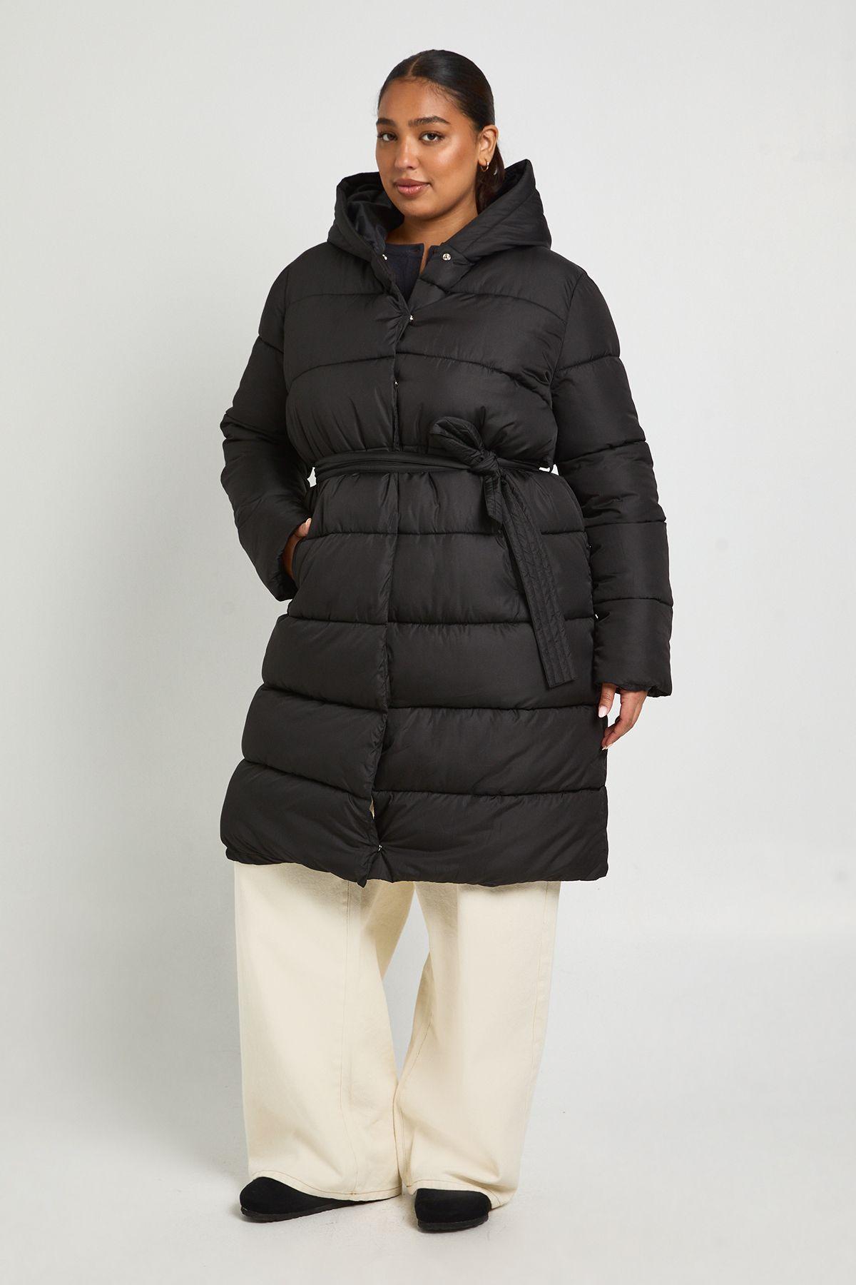 Plus Belted Longline Puffer Jacket by BOOHOO