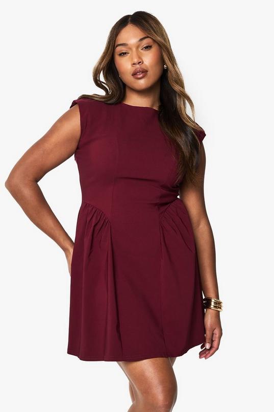 Plus Bengaline Cap Sleeve Skater Dress by BOOHOO