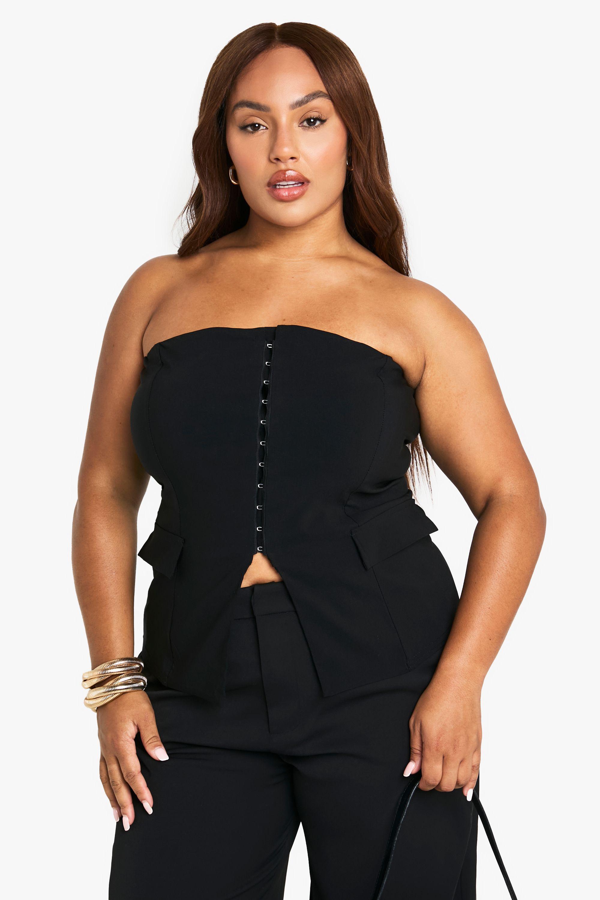 Plus Bengaline Corset Bandeau Top by BOOHOO