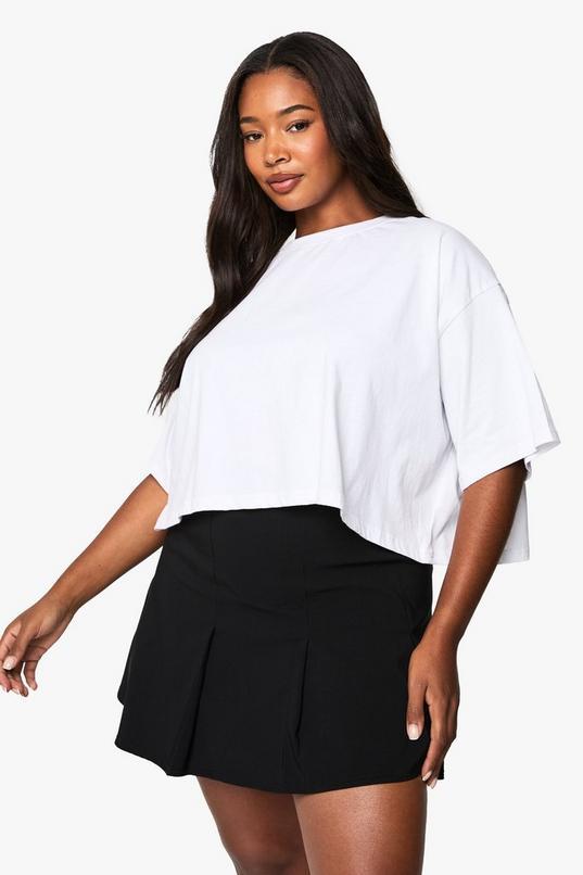 Plus Bengaline Pleated Mini Skirt by BOOHOO
