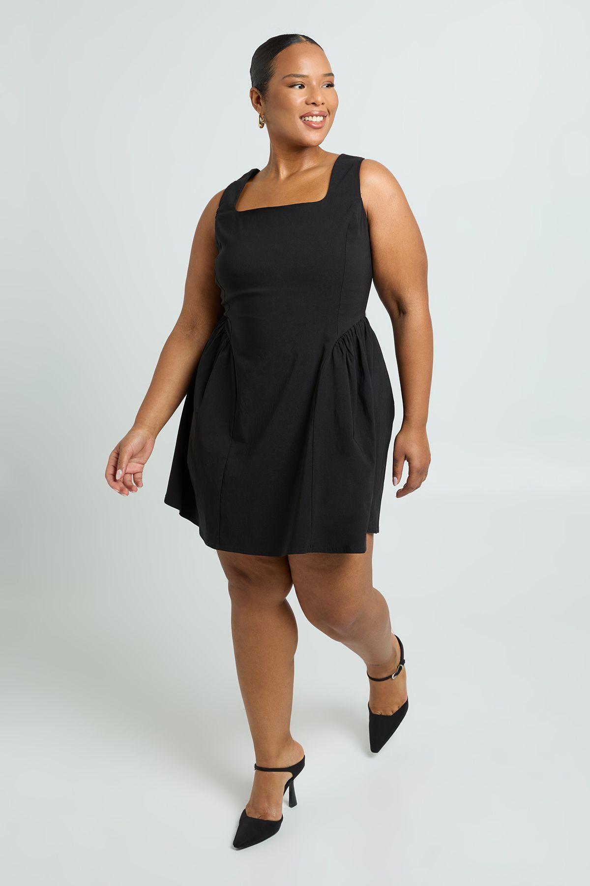 Plus Bengaline Wide Strap Skater by BOOHOO Plus Bengaline Wide Strap Skater by BOOHOO