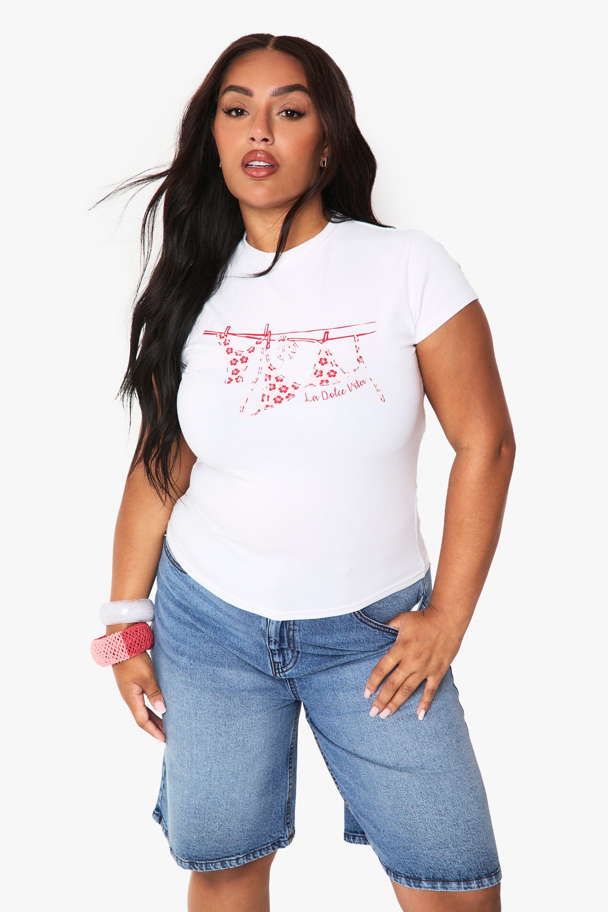 Plus Bikini Fitted Tee by BOOHOO