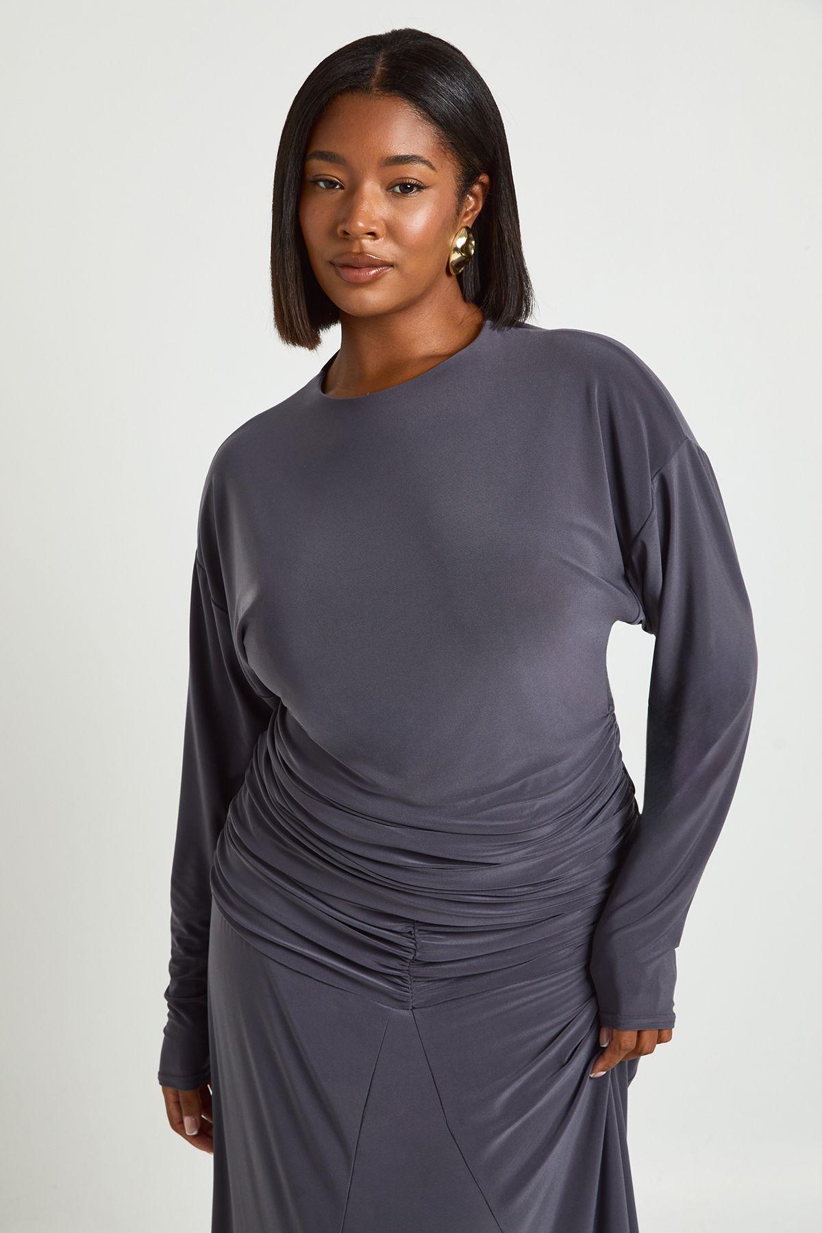 Plus Blouson Long Sleeve Top by BOOHOO