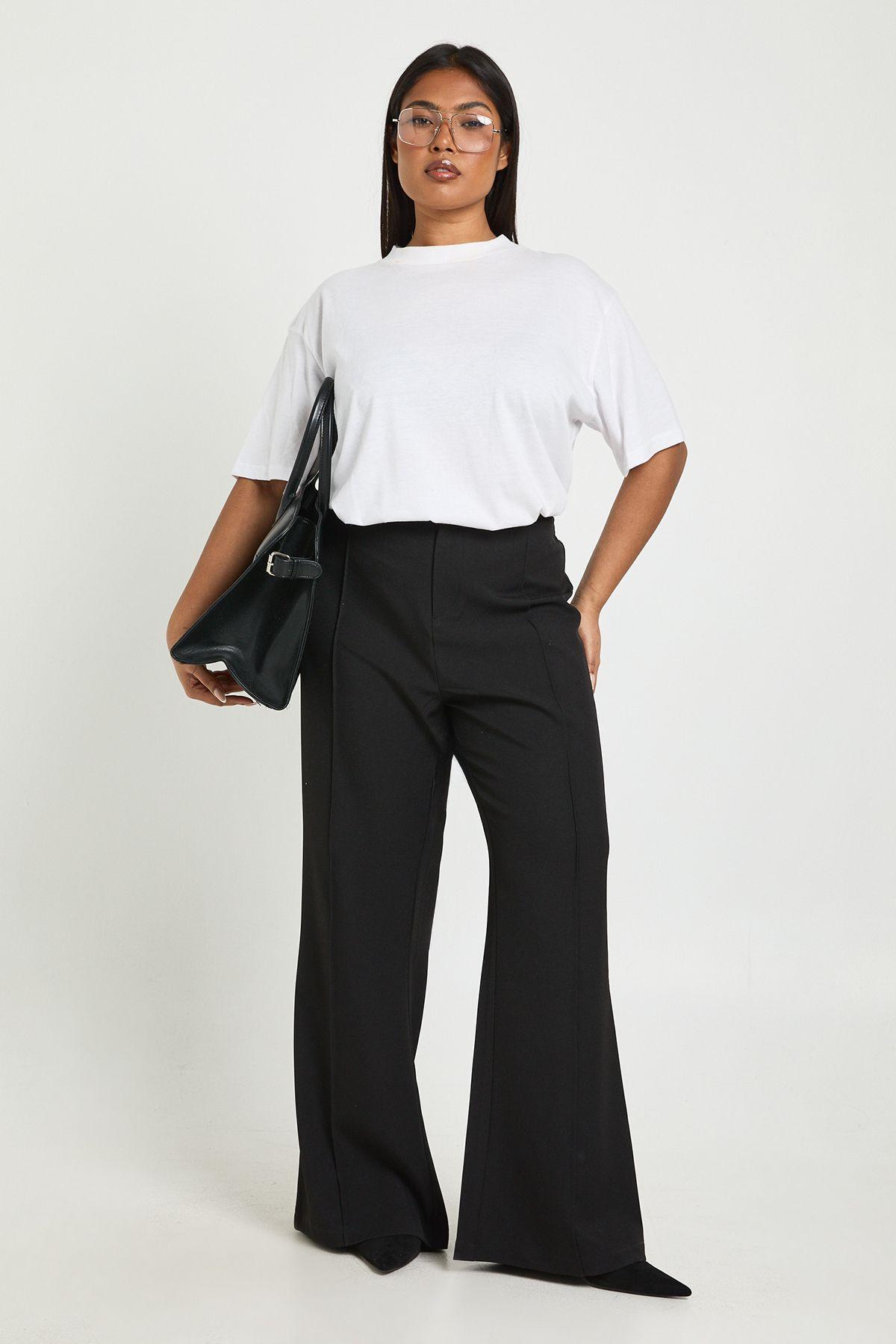 Plus Boohoo Basics Tailored Flare Trouser by BOOHOO