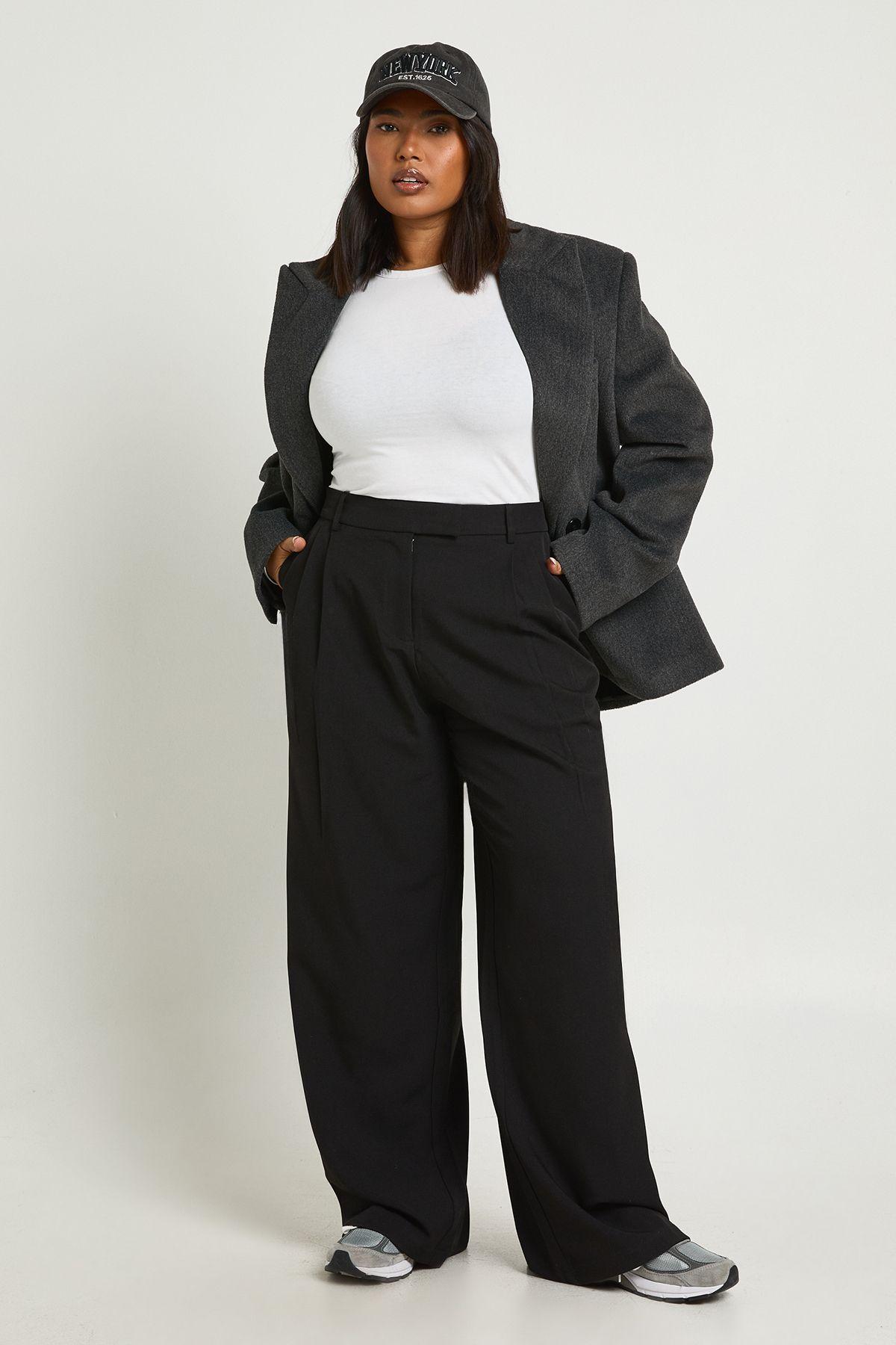 Plus Boohoo Basics Tailored Wide Leg Trouser by BOOHOO