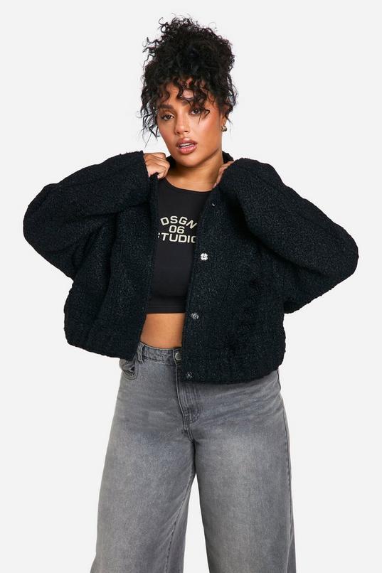 Plus Boucle Bomber Jacket by BOOHOO