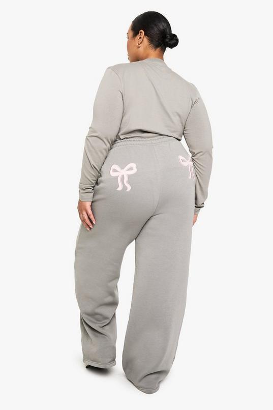 Plus Bow Detail Wide Leg Jogger by BOOHOO Plus Bow Detail Wide Leg Jogger by BOOHOO