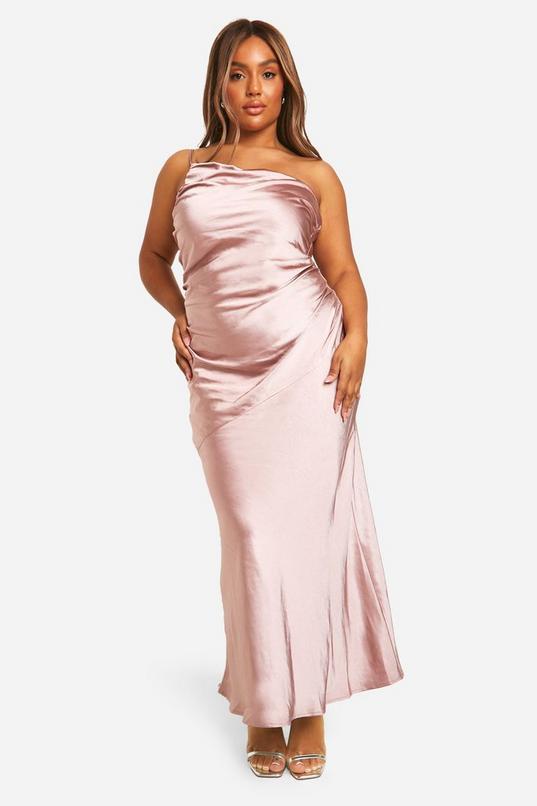 Plus Bridesmaid Satin Asymmetric Maxi Dress by BOOHOO Plus Bridesmaid Satin Asymmetric Maxi Dress by BOOHOO