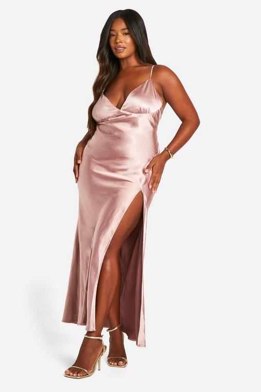 Plus Bridesmaid Satin Strappy Maxi Dress by BOOHOO Plus Bridesmaid Satin Strappy Maxi Dress by BOOHOO
