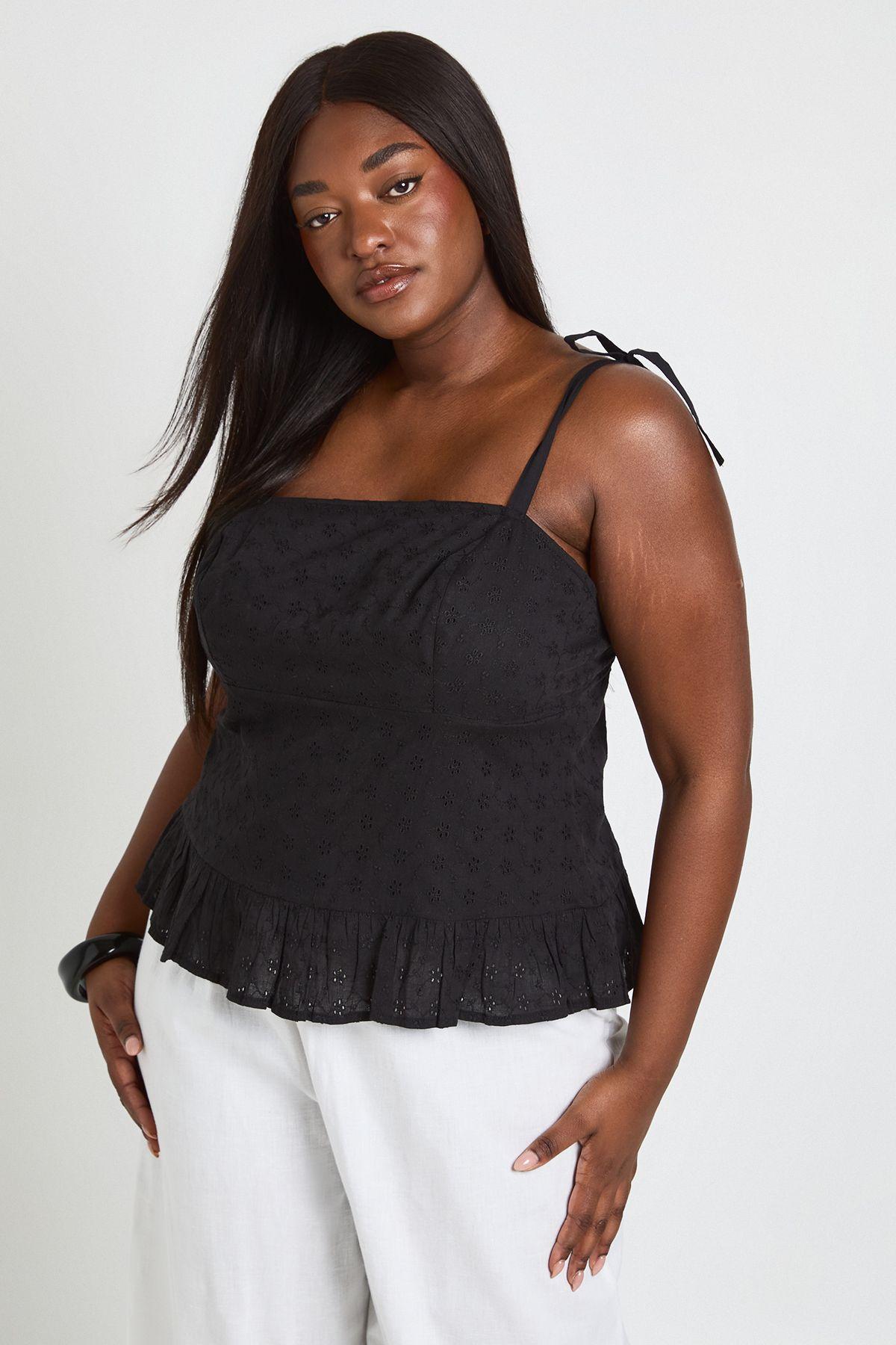 Plus Broidery Cami Top by BOOHOO
