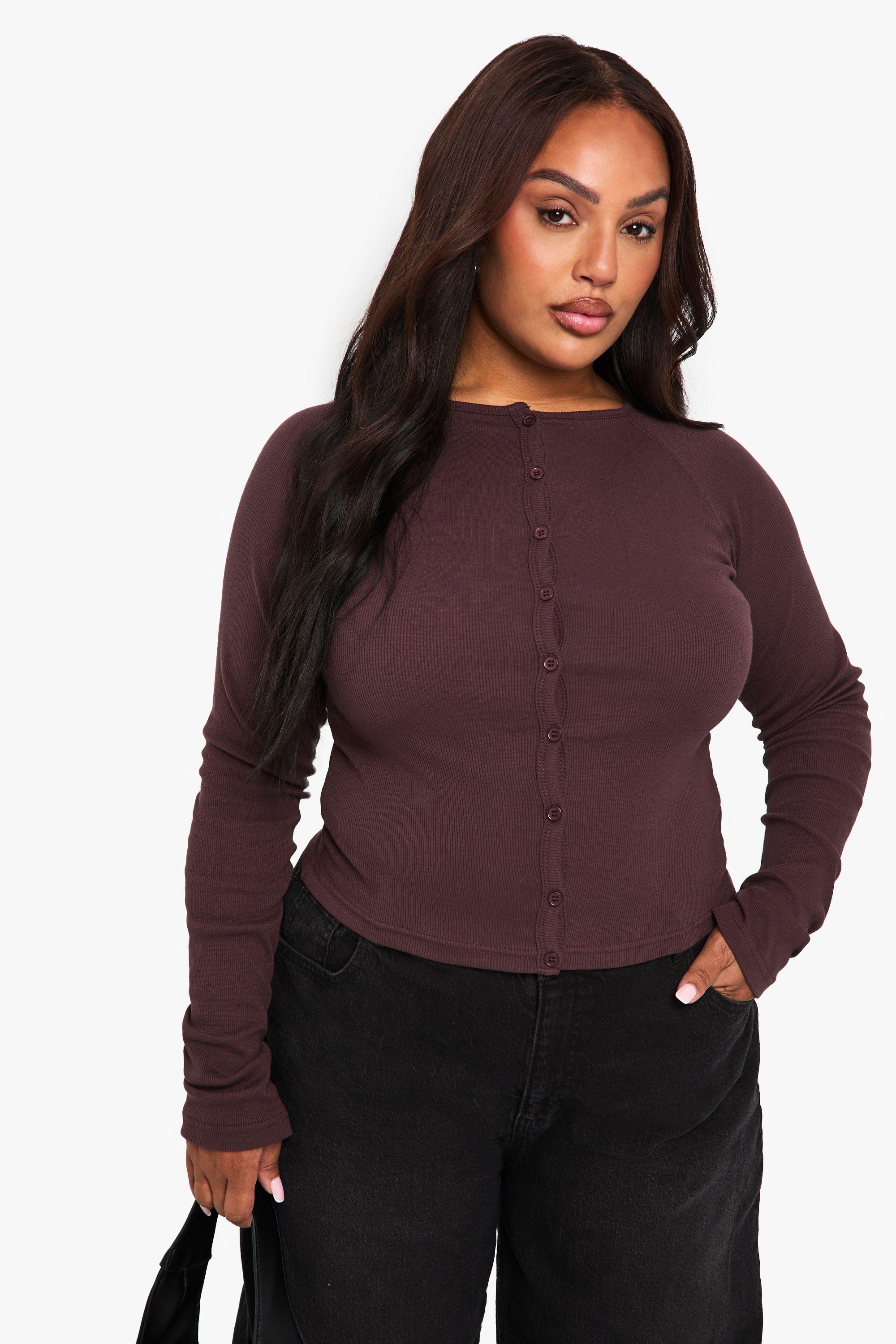 Plus Button Down Long Sleeve Top by BOOHOO