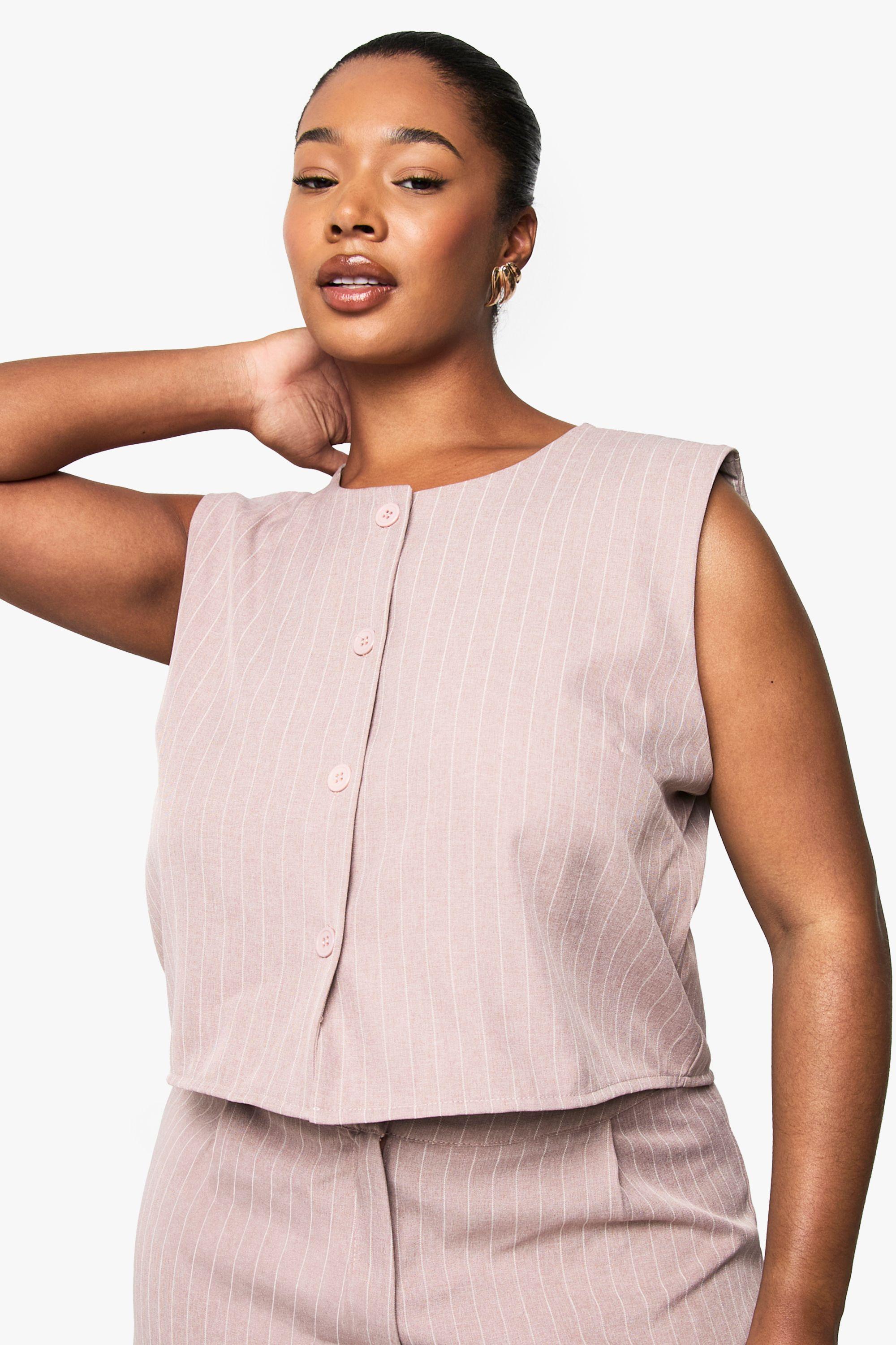 Plus Button Down Longline Waistcoat by BOOHOO Plus Button Down Longline Waistcoat by BOOHOO