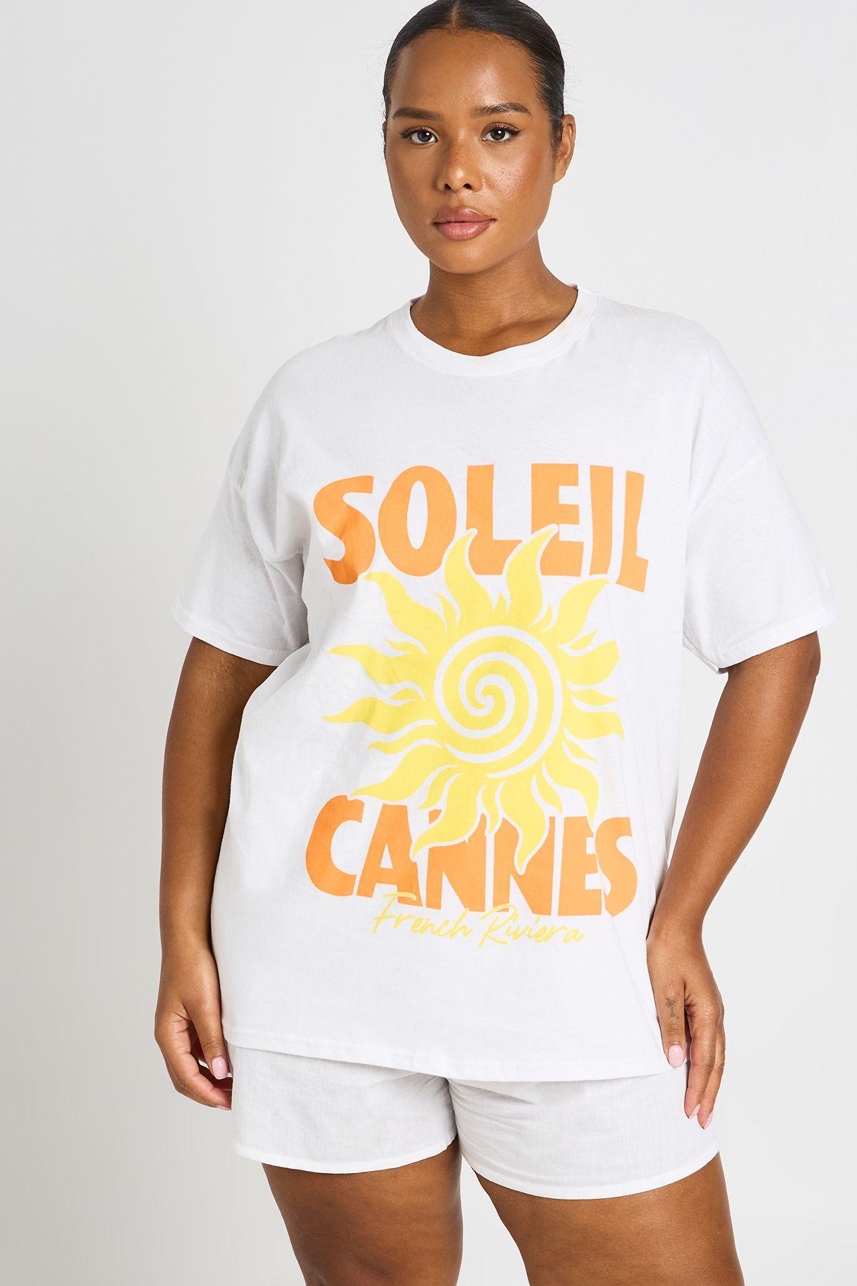 Plus Cannes Printed T Shirt by BOOHOO
