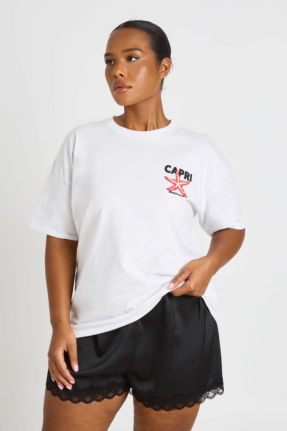 Plus Capri Sunset Printed T Shirt by BOOHOO