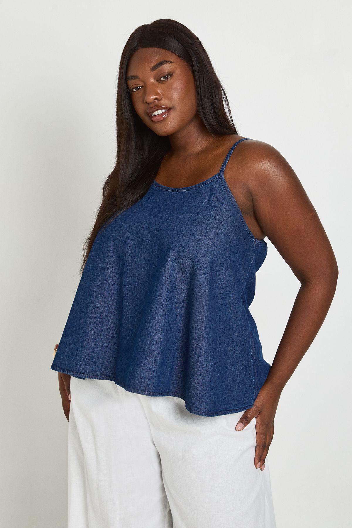 Plus Chambray Swing Cami by BOOHOO