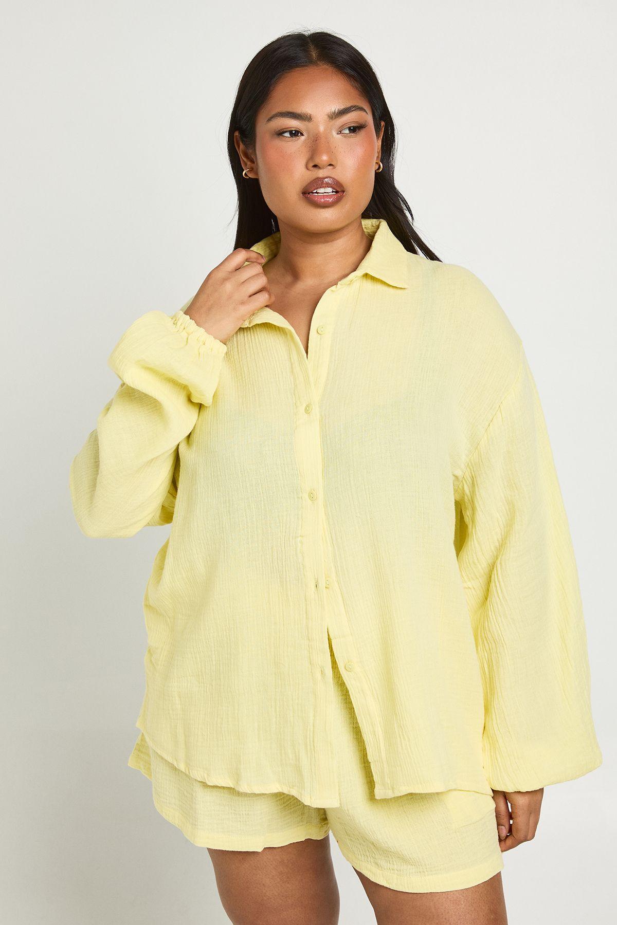 Plus Cheesecloth Beach Shirt by BOOHOO