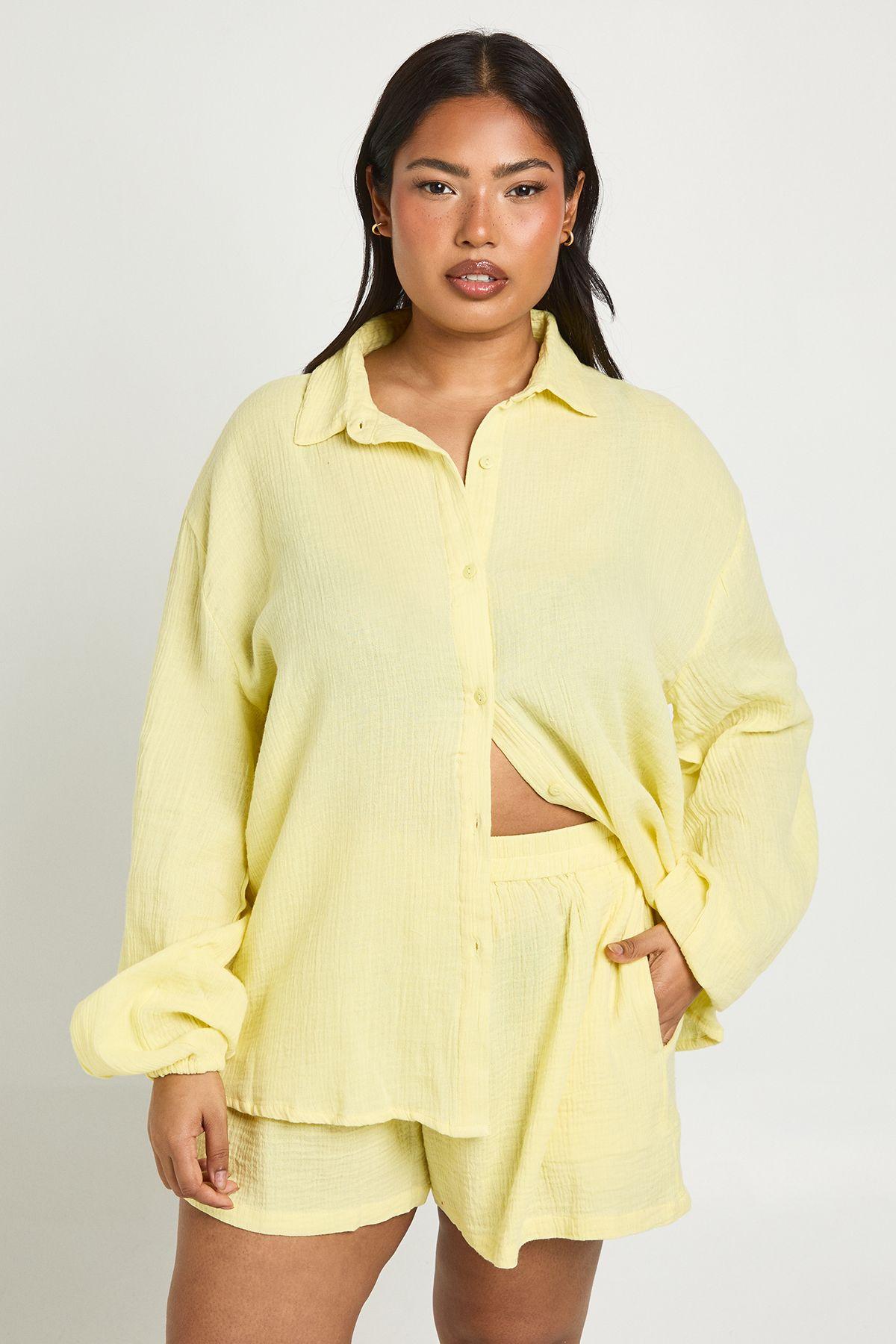 Plus Cheesecloth Beach Short by BOOHOO