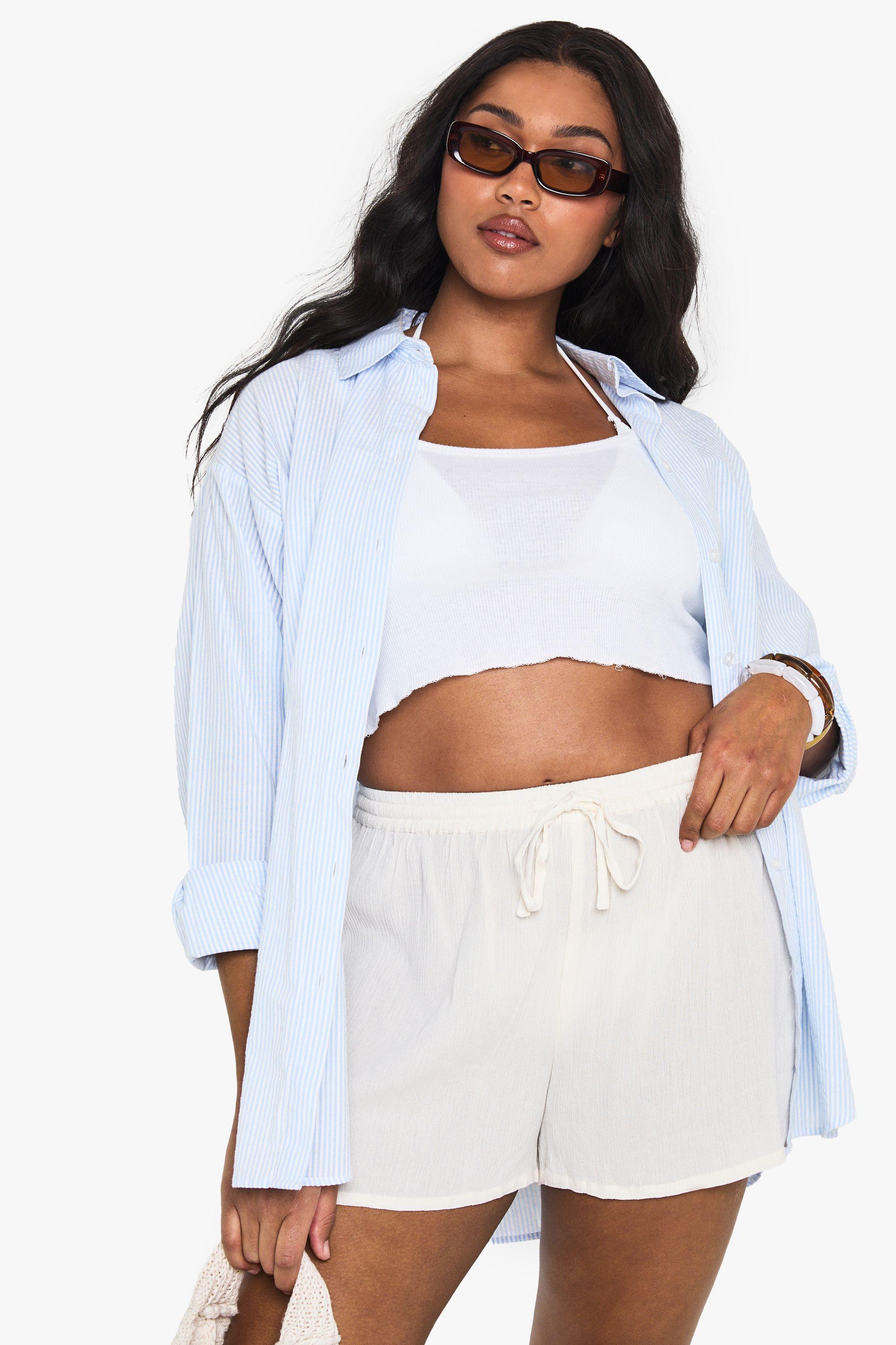 Plus Cheesecloth Beach Shorts by BOOHOO