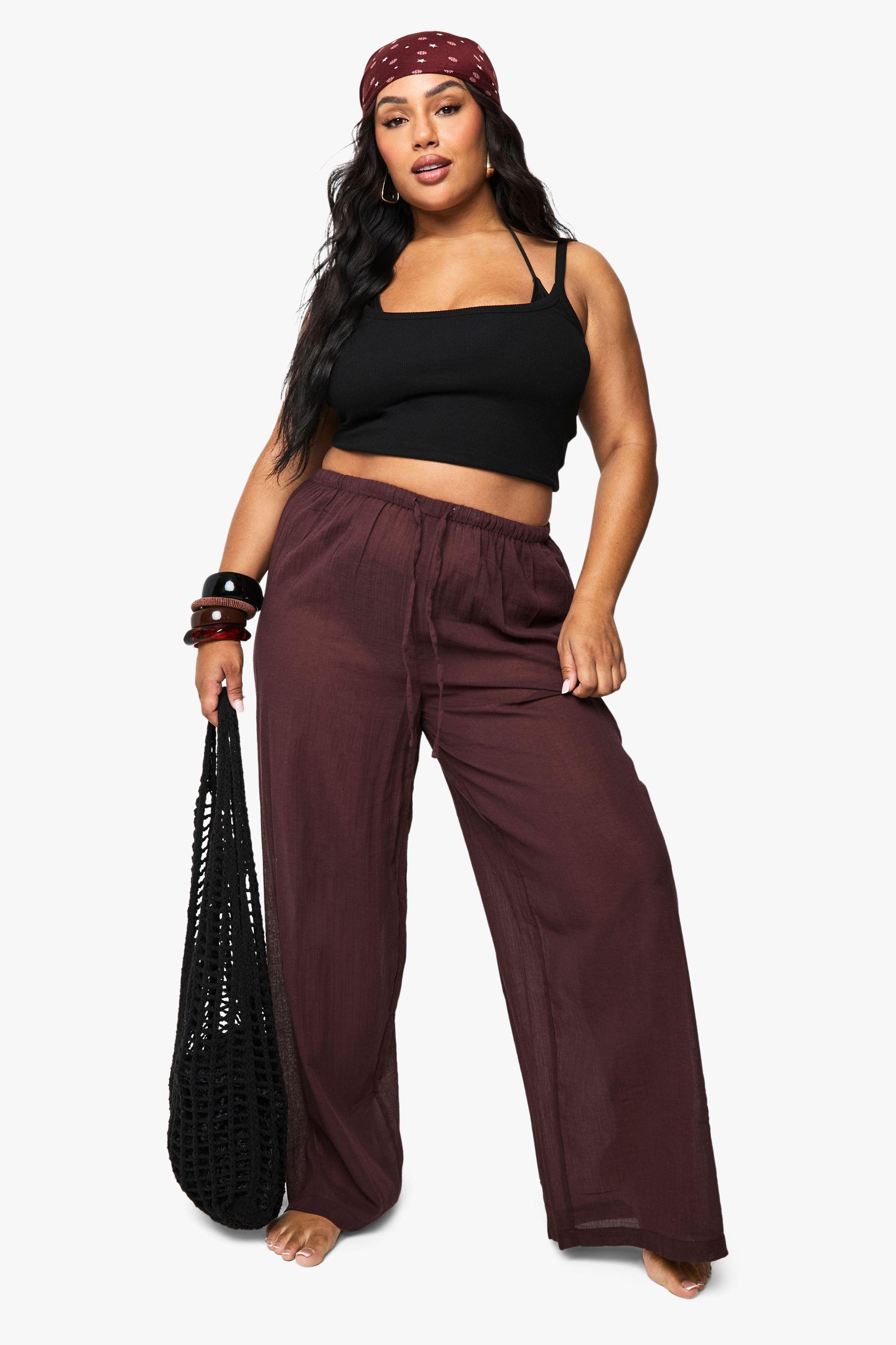 Plus Cheesecloth Beach Trousers by BOOHOO