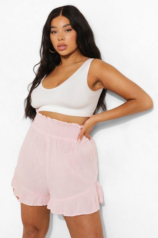 Plus Cheesecloth Ruffle Flippy Shorts by BOOHOO