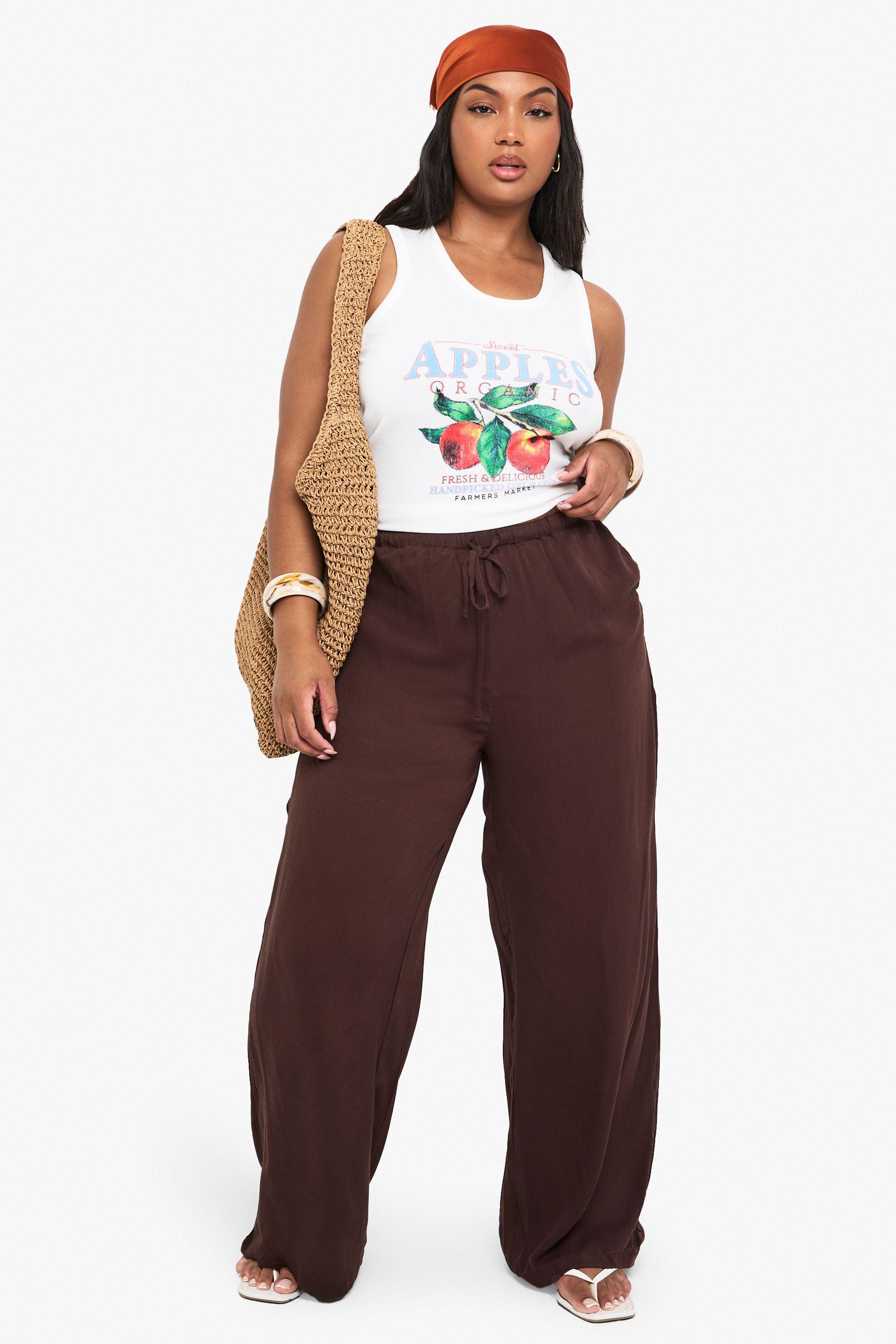 Plus Cheesecloth Wide Leg Beach Trousers by BOOHOO