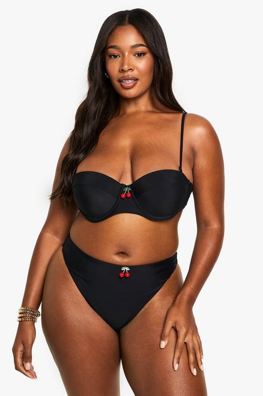 Plus Cherry Trim Bikini by BOOHOO