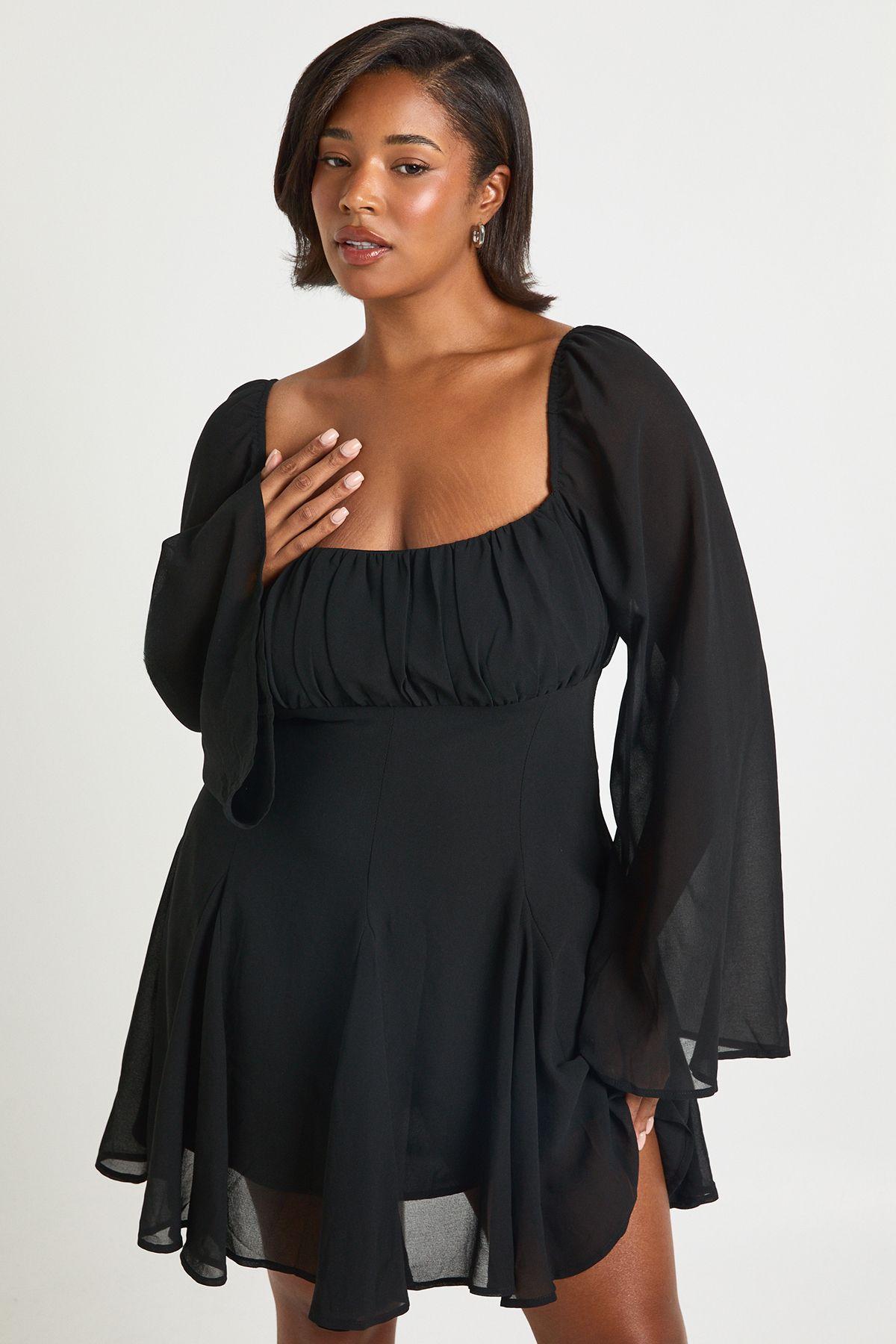 Plus Chiffon Godet Skater by BOOHOO