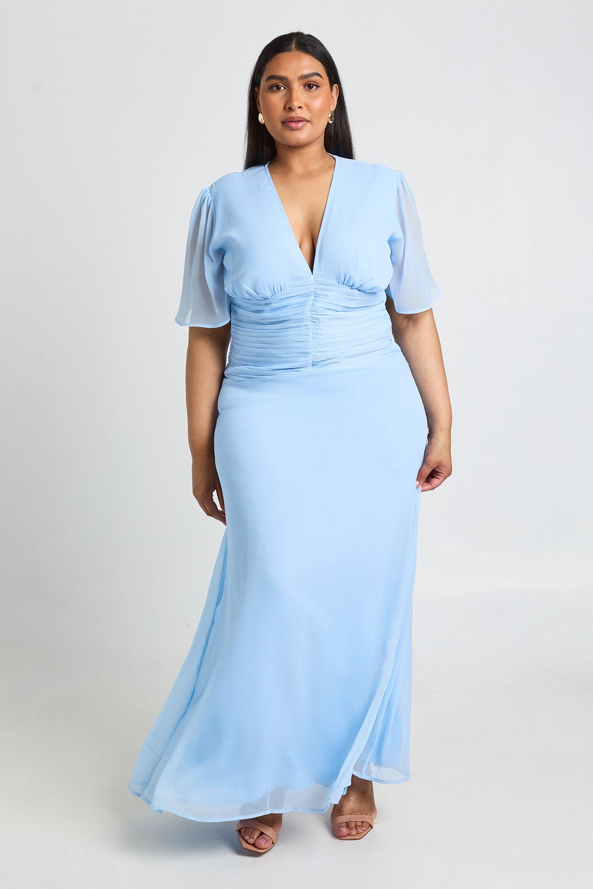 Plus Chiffon Ruched Waist Maxi Dress by BOOHOO