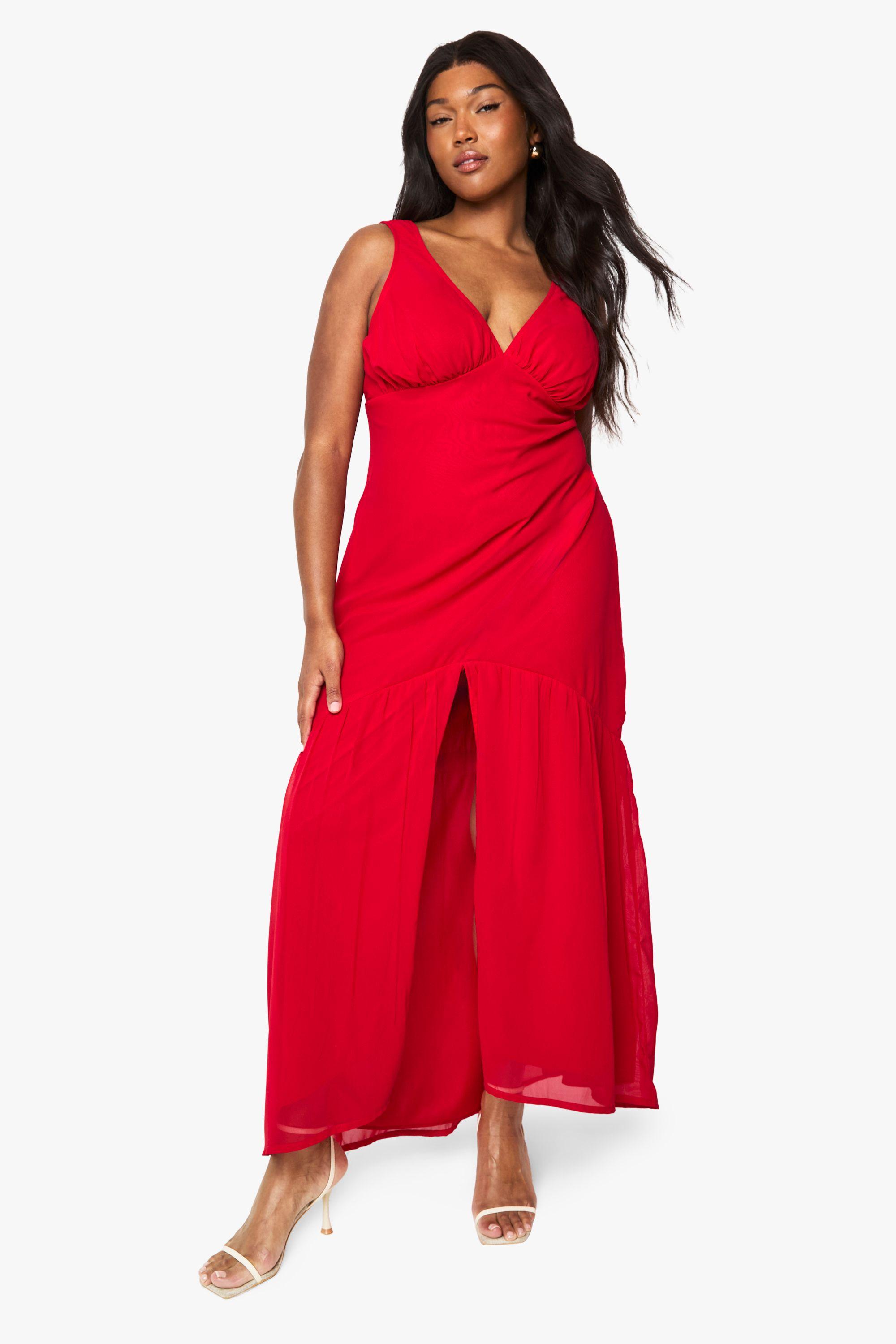 Plus Chiffon Underbust Godet Maxi Dress by BOOHOO