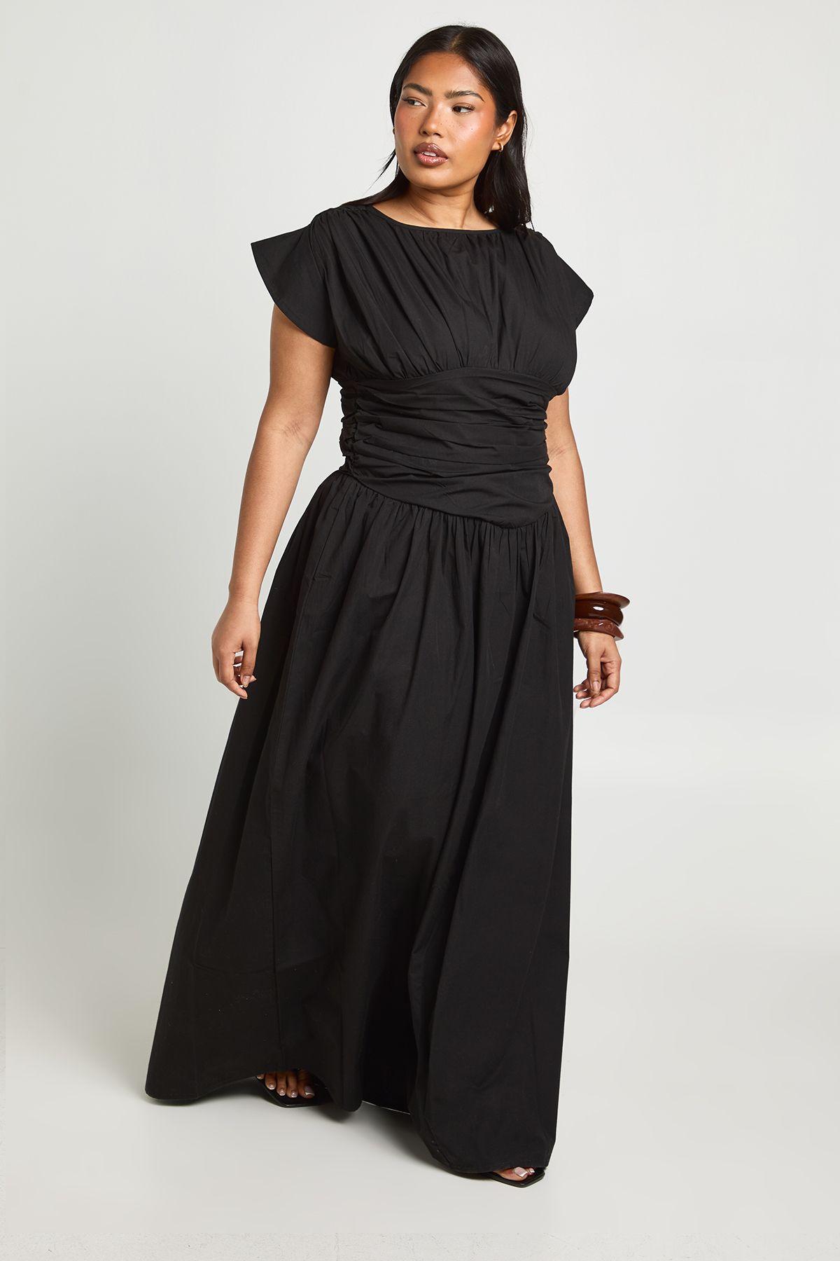 Plus Cinched Detail Ruched Maxi Dress by BOOHOO