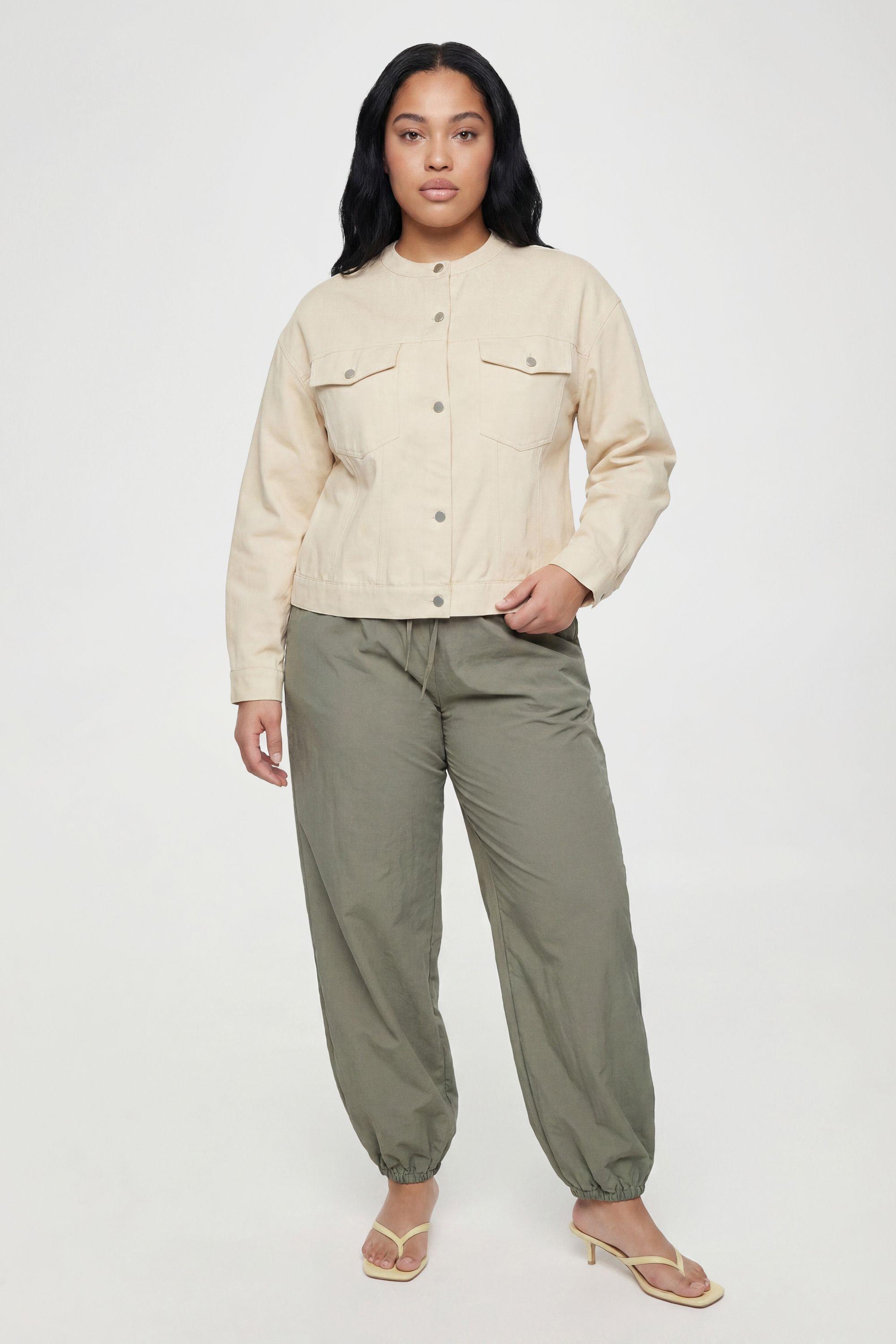 Plus Cinched Twill Collarless Shirt by BOOHOO