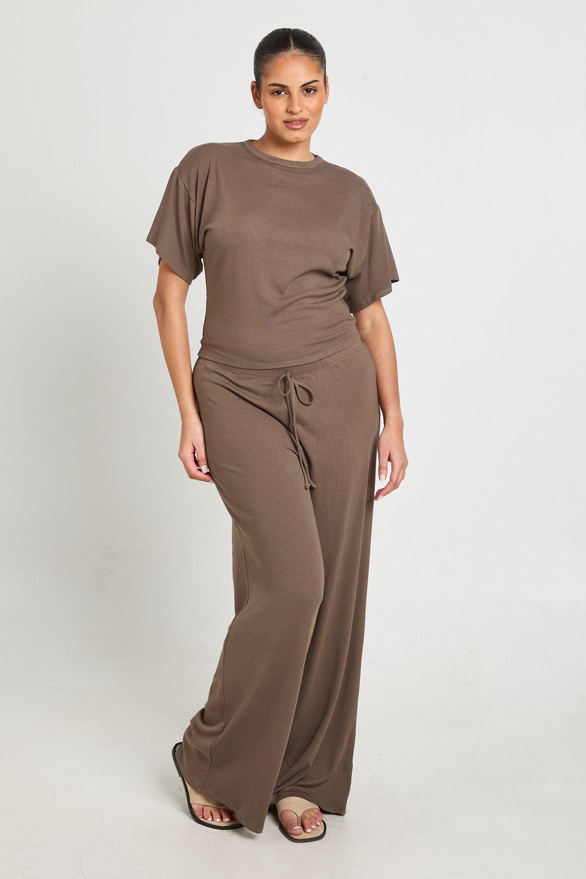 Plus Cinched Waist Boxy Top And Wide Leg Co Ord by BOOHOO