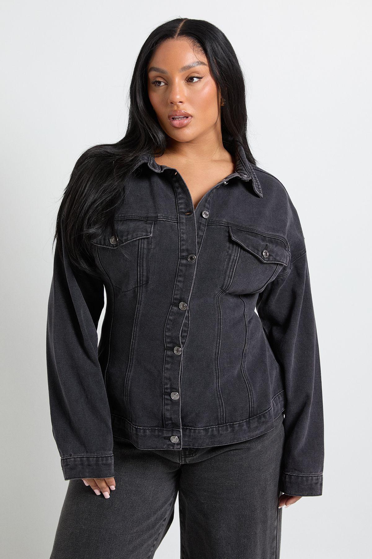 Plus Cinched Waist Denim Jacket by BOOHOO