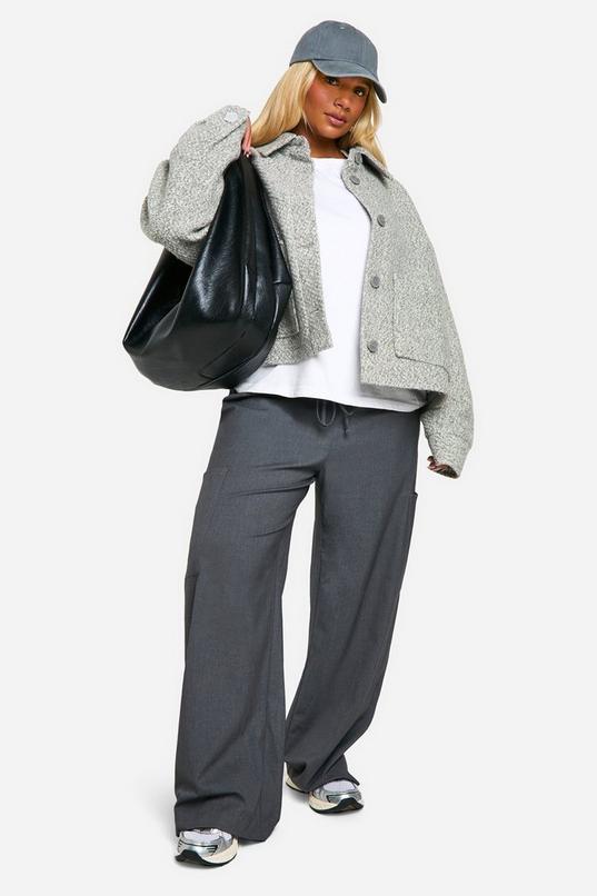 Plus Collared Boucle Wool Look Jacket by BOOHOO