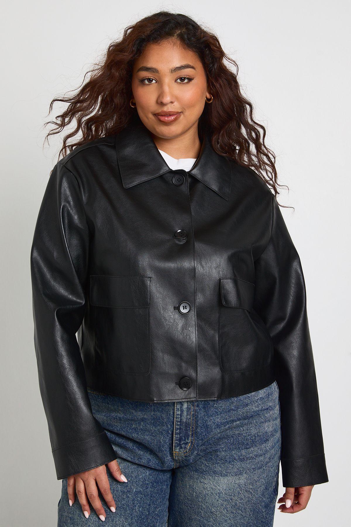 Plus Collared Button Down Jacket by BOOHOO